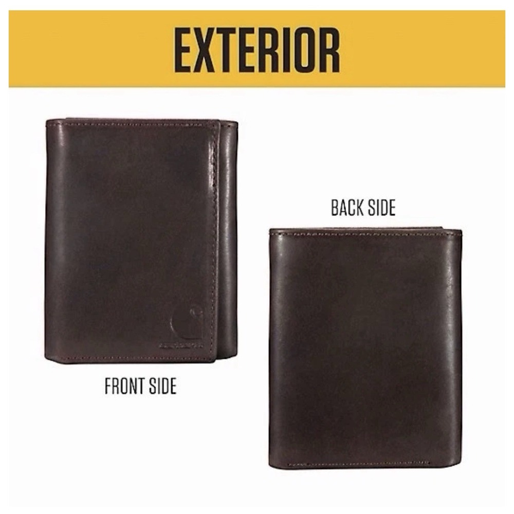Carhartt Men's Brown Oil Tan Leather Wallet WW0219 Tri Fold - Brand New